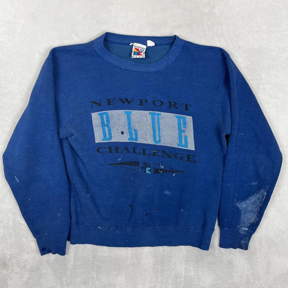 Vintage Newport Blue Challenge Sweatshirt Mens Large Blue Fleece Crewneck